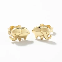 Elephant Stud Earrings in 10K Yellow Gold