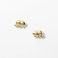 Elephant Stud Earrings in 10K Yellow Gold