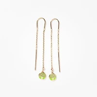 Tree of Life Long Drop Earrings in 10K Yellow Gold