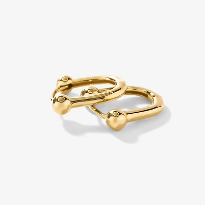 Beaded U-Clip Huggie Earrings in 10K Yellow Gold