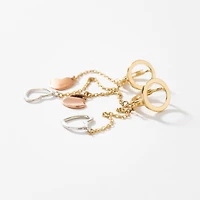 Heart Drop Earrings in 10K Yellow White and Rose Gold