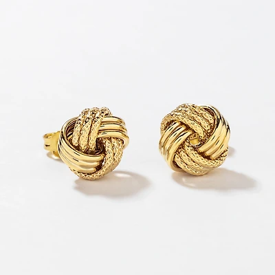 Love Knot Stud Earrings in 10K Yellow Gold