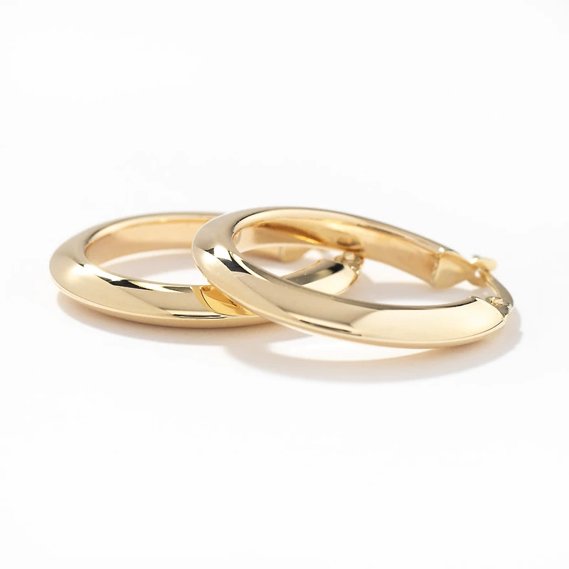 3x25mm Oval Knife Edge Hoop Earrings in 10K Yellow Gold