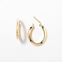 3x25mm Oval Knife Edge Hoop Earrings in 10K Yellow Gold