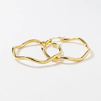 Wavy Hoop Earrings in 10K Yellow Gold