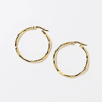 Wavy Hoop Earrings in 10K Yellow Gold