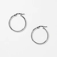 2x24mm Tube Hoop Earrings in 10K White Gold