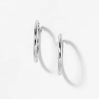 2x24mm Tube Hoop Earrings in 10K White Gold