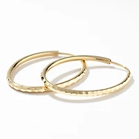 2x30mm Diamond Cut Oval Sleeper Hoop Earrings in 10K Yellow Gold