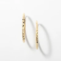 2x30mm Diamond Cut Oval Sleeper Hoop Earrings in 10K Yellow Gold