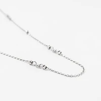 Diamond Cut Ball Necklace in 10K White Gold