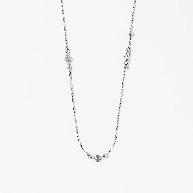 Diamond Cut Ball Necklace in 10K White Gold