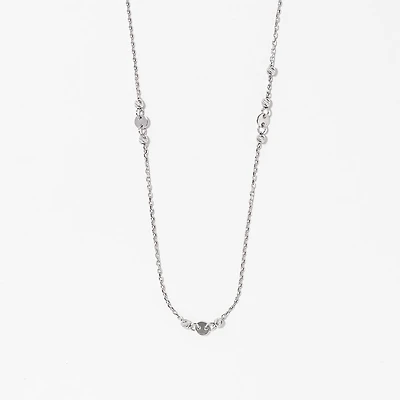 Diamond Cut Ball Necklace in 10K White Gold