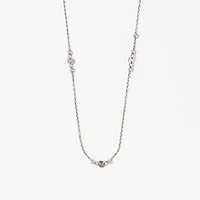 Diamond Cut Ball Necklace in 10K White Gold