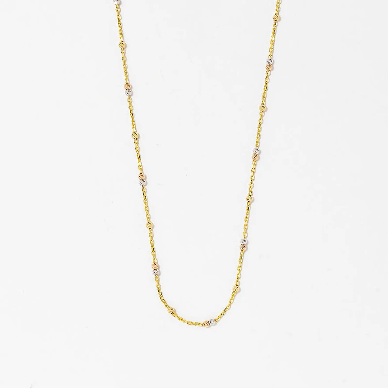 Ball Necklace in 10K Yellow White and Rose Gold