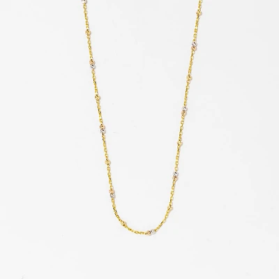 Ball Necklace in 10K Yellow White and Rose Gold