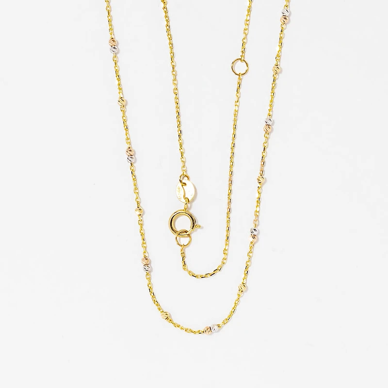 Ball Necklace in 10K Yellow White and Rose Gold