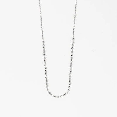 Diamond Cut Bead Necklace in 10K White Gold