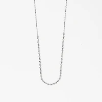 Diamond Cut Bead Necklace in 10K White Gold