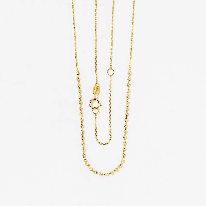 Mini Diamond Cut Beaded Chain in 10K Yellow Gold