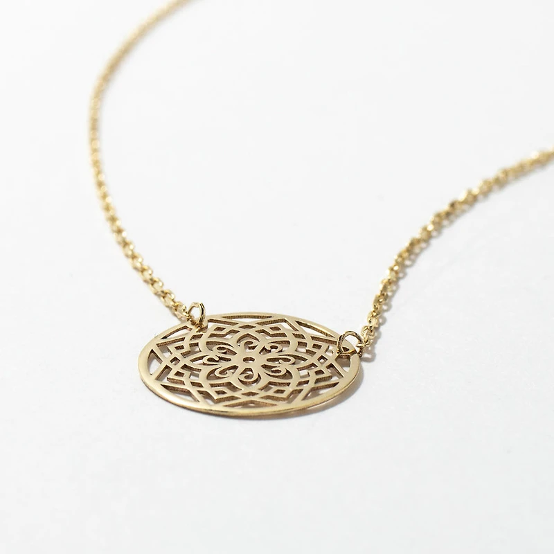 Mandala Necklace in 10K Yellow Gold