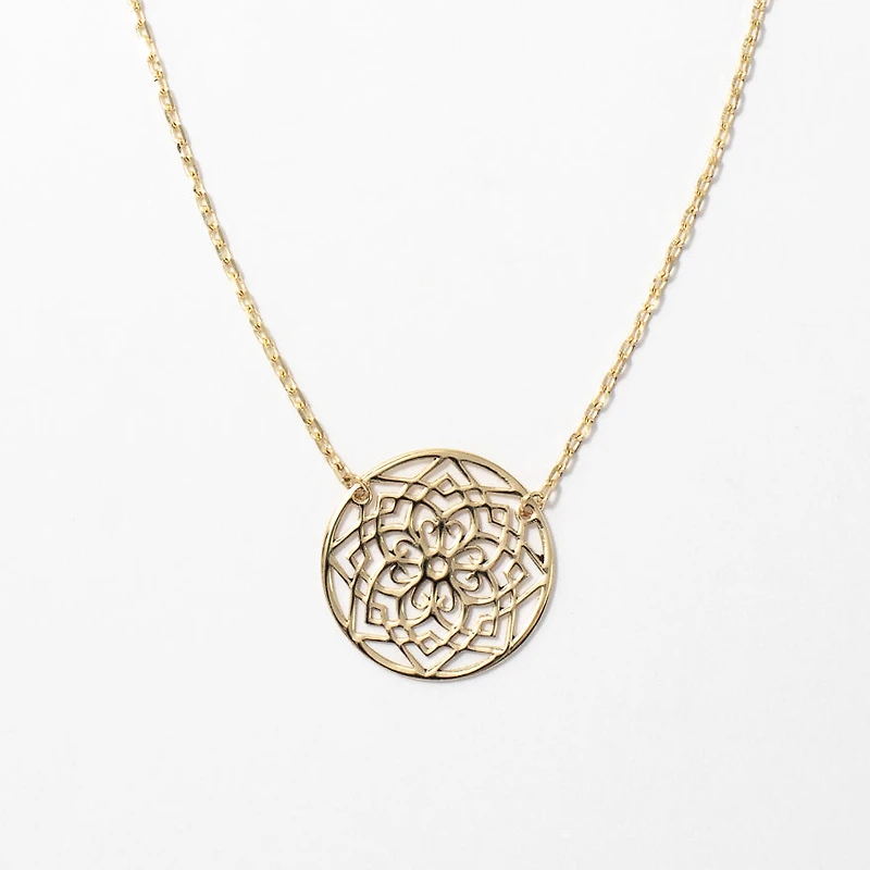 Mandala Necklace in 10K Yellow Gold