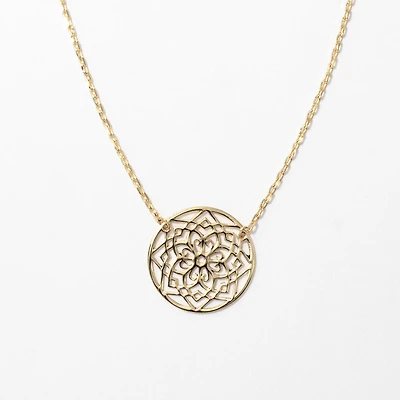 Mandala Necklace in 10K Yellow Gold