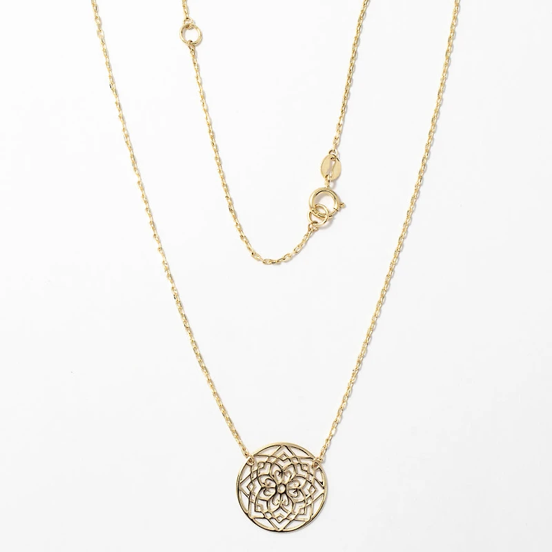 Mandala Necklace in 10K Yellow Gold