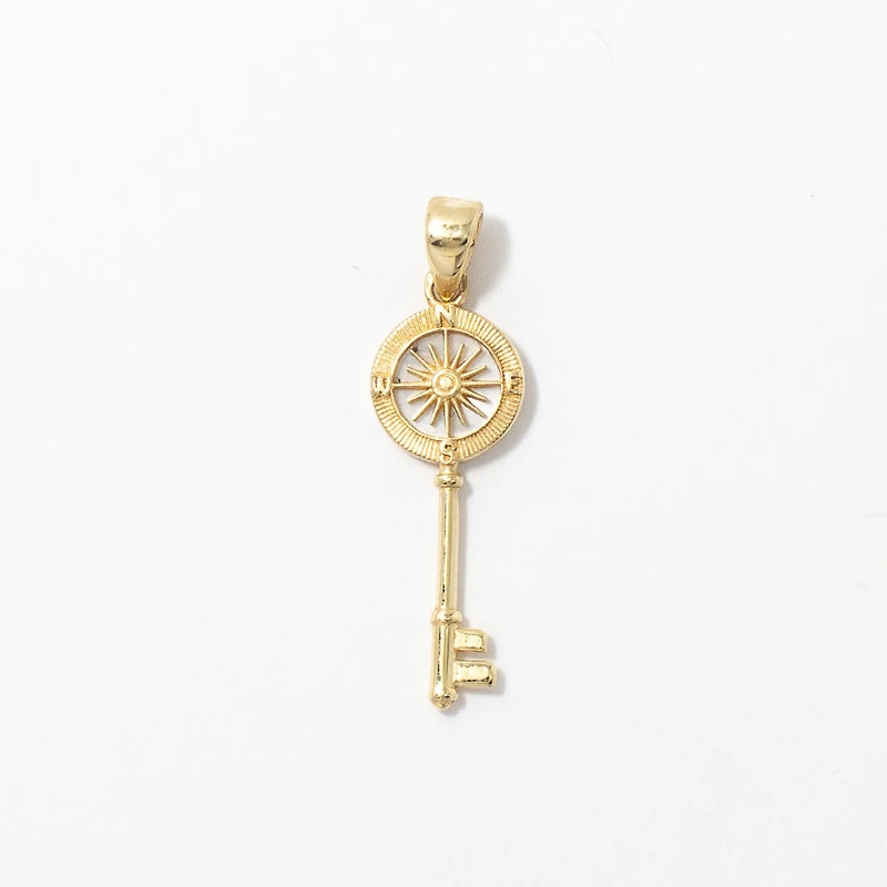Key Compass Pendant in 10K Yellow Gold