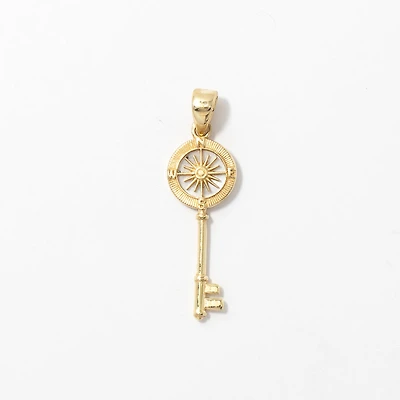 Key Compass Pendant in 10K Yellow Gold