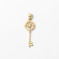 Key Compass Pendant in 10K Yellow Gold