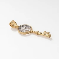 Family Tree Key Pendant in 10K Yellow and White Gold
