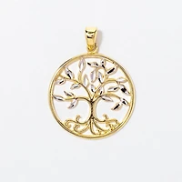 Family Tree Pendant in 10K Yellow and White Gold