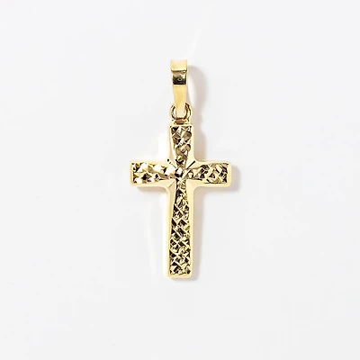 Diamond Cut Cross Pendant in 10K Yellow Gold