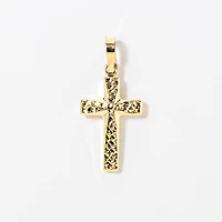Diamond Cut Cross Pendant in 10K Yellow Gold