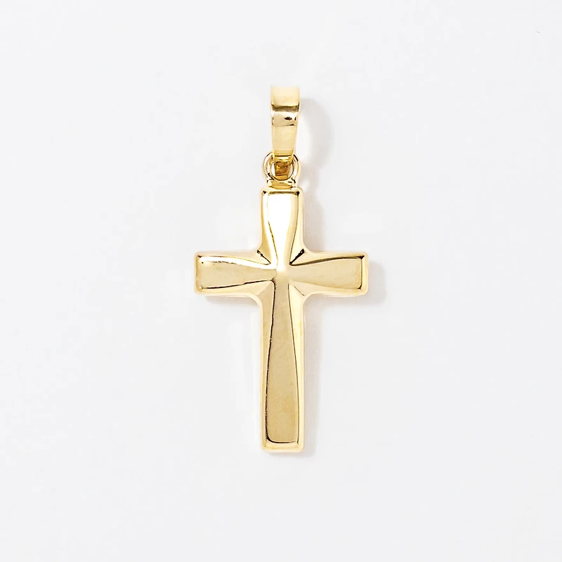Diamond Cut Cross Pendant in 10K Yellow Gold