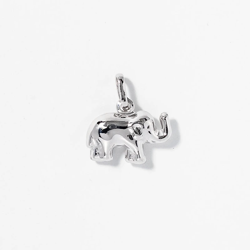 Elephant Pendant in 10K White Gold