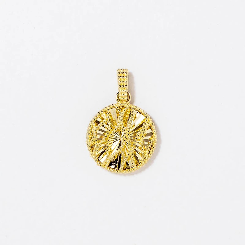 Diamond Cut Sunray Wave Pendant in 10K Yellow Gold