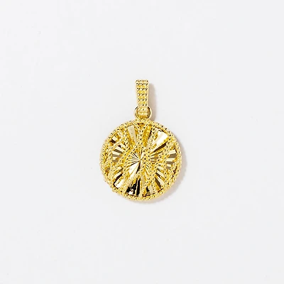 Diamond Cut Sunray Wave Pendant in 10K Yellow Gold