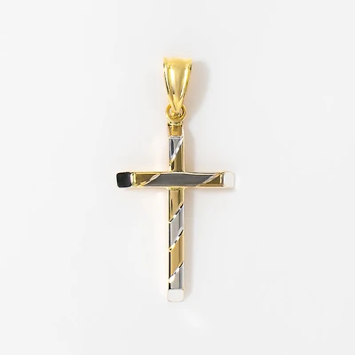 Cross Pendant in 14K Yellow and White Gold