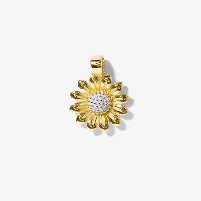 Sunflower Pendant in 10K Yellow and White Gold