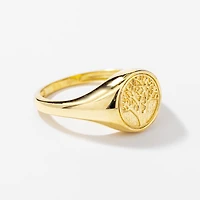 Tree Signet Ring 10K Yellow Gold