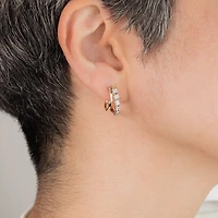Diamond Cluster Hook Earrings in 10K Yellow and White Gold (0.30 ct tw
