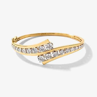 Diamond Bangle in 10K Yellow and White Gold (1.25 ct tw)