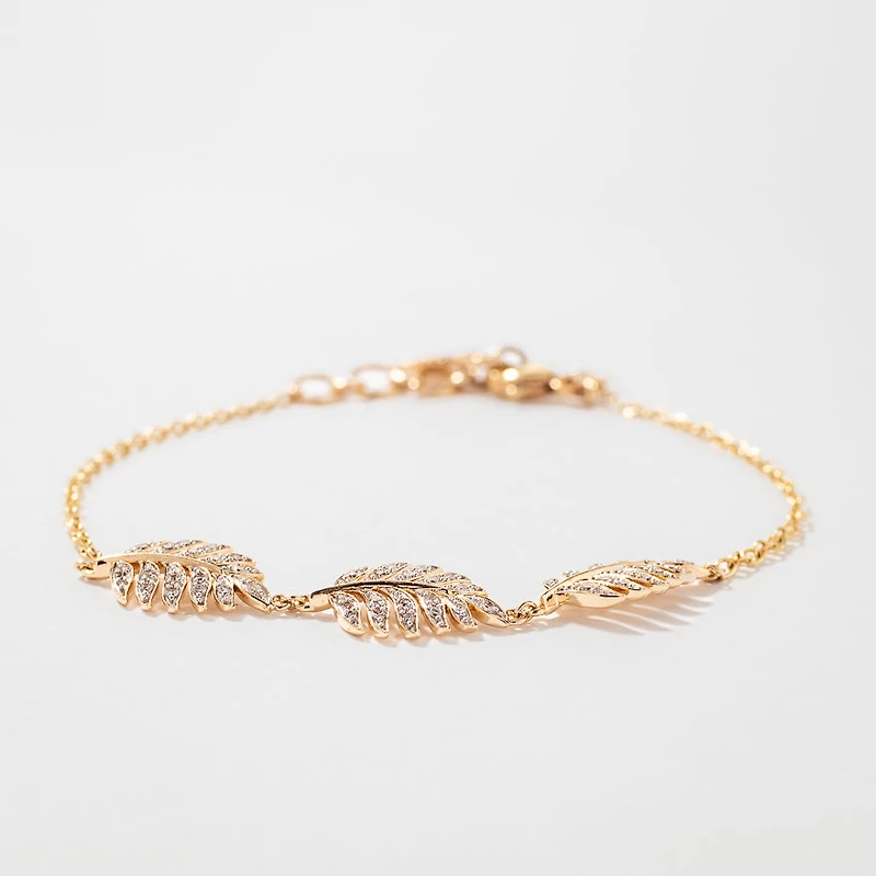 Leaf Diamond Bracelet in 10K Yellow Gold (0.20 ct tw)