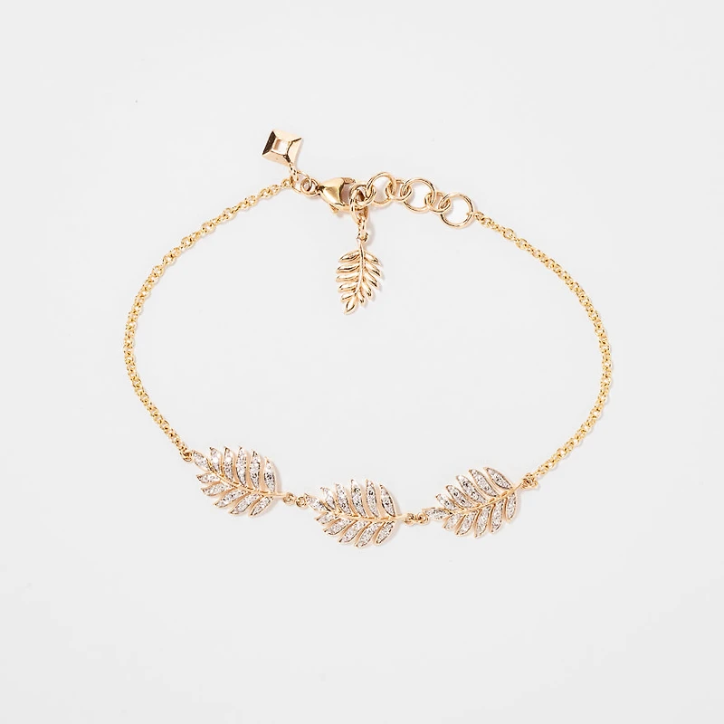 Leaf Diamond Bracelet in 10K Yellow Gold (0.20 ct tw)