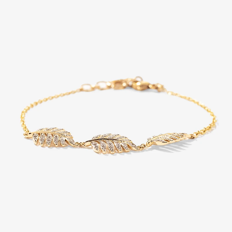 Leaf Diamond Bracelet in 10K Yellow Gold (0.20 ct tw)