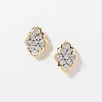 Diamond Cluster Stud Earrings in 10K Yellow and White Gold (0.32 ct tw