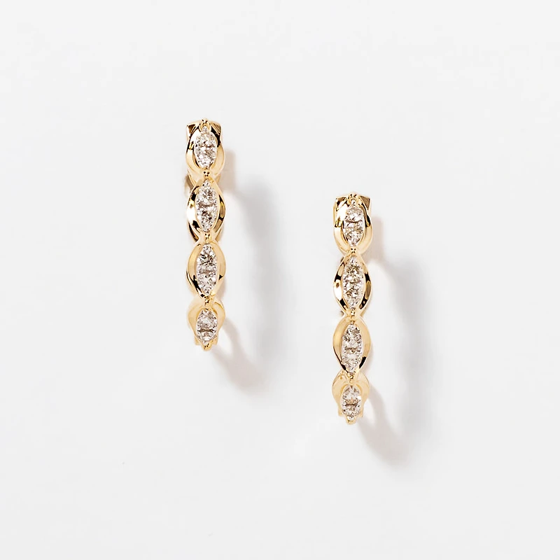 Diamond Hoop Earrings in 10K Yellow Gold (0.25 ct tw)