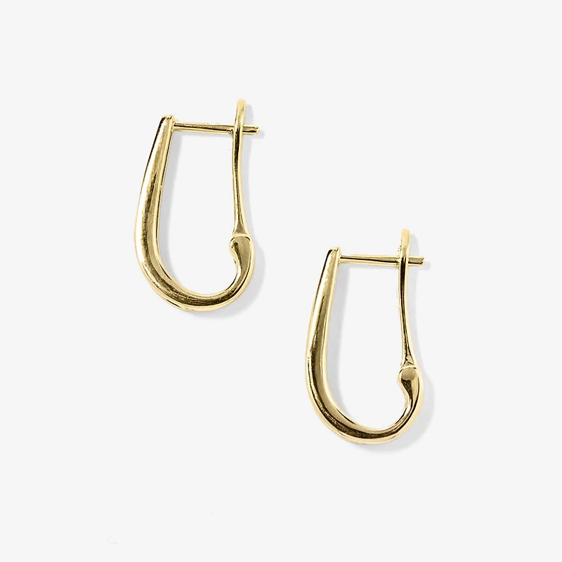 Channel Set J Hoop Diamond Earrings in 10K Yellow Gold (0.75 ct tw)